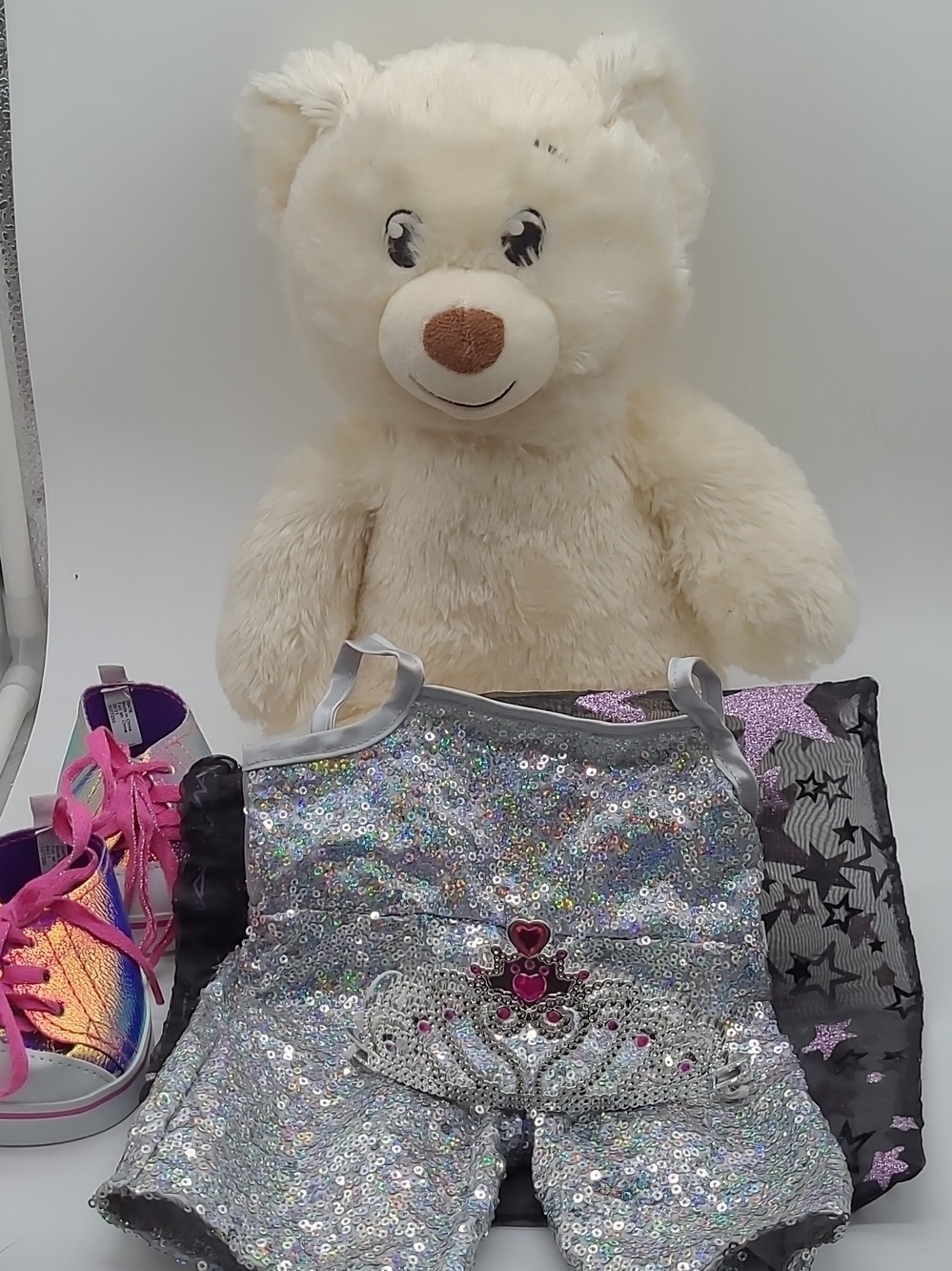 ✨PRISTINE Build-A-Bear White Plush & Sequin Outfit Set ✨